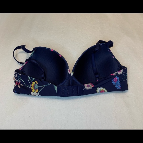Navy Blue Flower Patterned Gap Body Bra - Picture 2 of 3